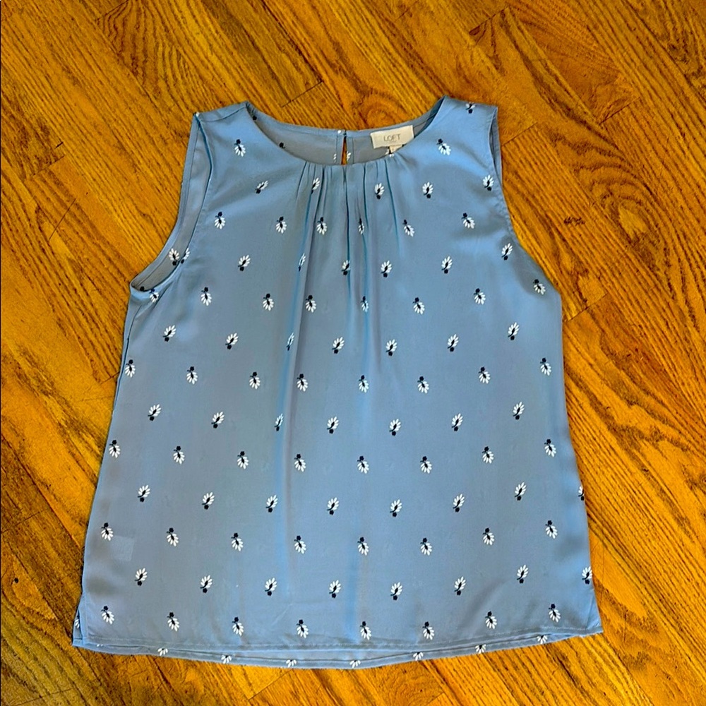 LOFT Light Blue Patterned Sleeveless Top